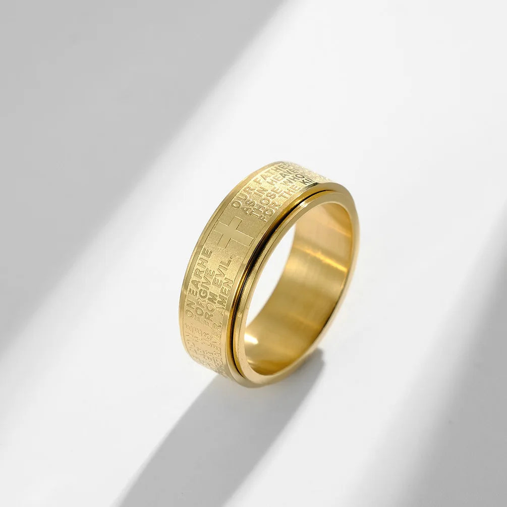 Rotate Freely Stainless Steel Anxiety Rings For Men Women Christian Jesus Cross Spinner Ring Retro Amulet Religious Jewelry Gift