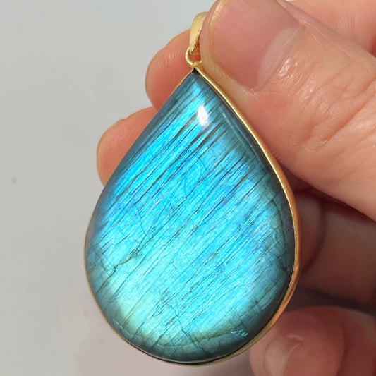 Gold Color Necklace Pendant Natural Stone Irregular Shape Bead  Red Orange Yellow Labradorite Pendant for Women Men Jewelry 1Pcs