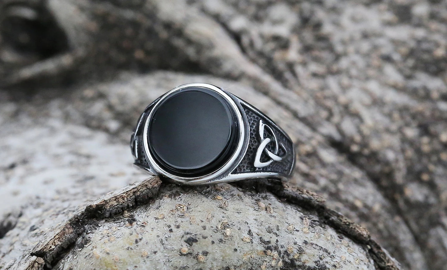 Viking Stainless Steel Celtics Knot Ring Men Nordic Trinity Wedding Stone  Women's Band Promise Jewelry OSR933