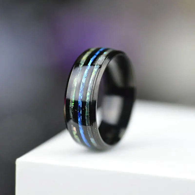 Fashion Viking Tree Of Life Stainless Steel Abalone Shell Rings For Men Odin Norse Viking Rune Rings Retro Amulet Jewelry Gift