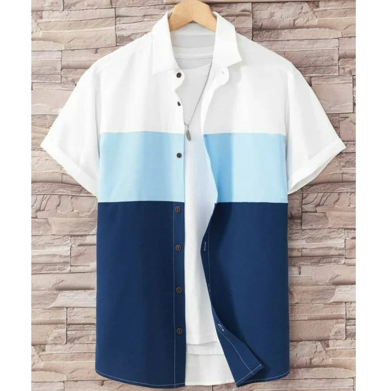 New Shirts For Men 3d Patchwork Plaid Printed Men’S Clothing Summer Casual Short Sleeved Daily Street Tops Loose Oversized Shirt CS2024XQ603