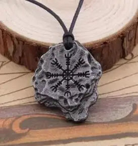 Never Fade Gray viking rune pendant necklace for men gift adjustable chain with wooden box