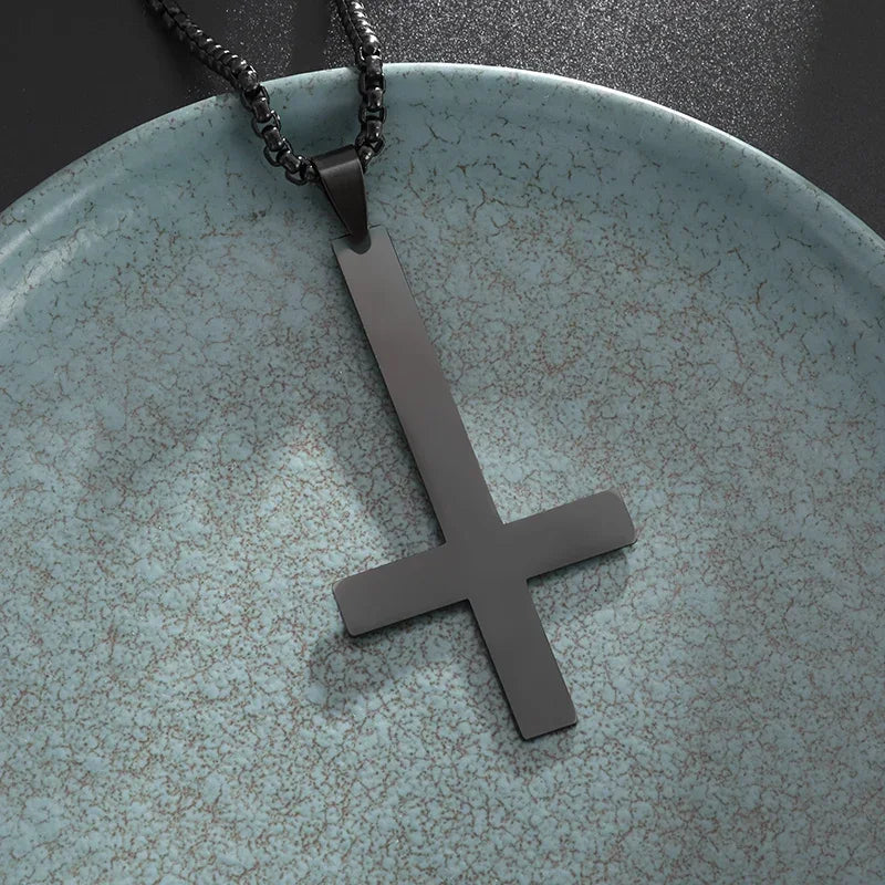 Stainless Steel Cross Letter Pendant Christian Savior Jesus Necklace Men and Women Religious Prayer Amulet Jewelry