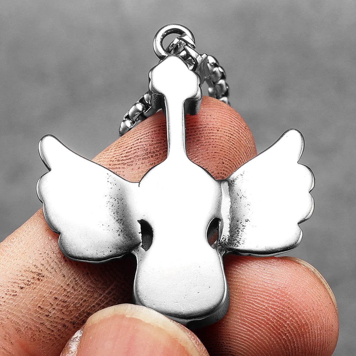 Angel Wing Violin Stainless Steel Men Necklaces Pendant Chain Punk For Women Fashion New In Jewelry Gifts Wholesale Dropshiping