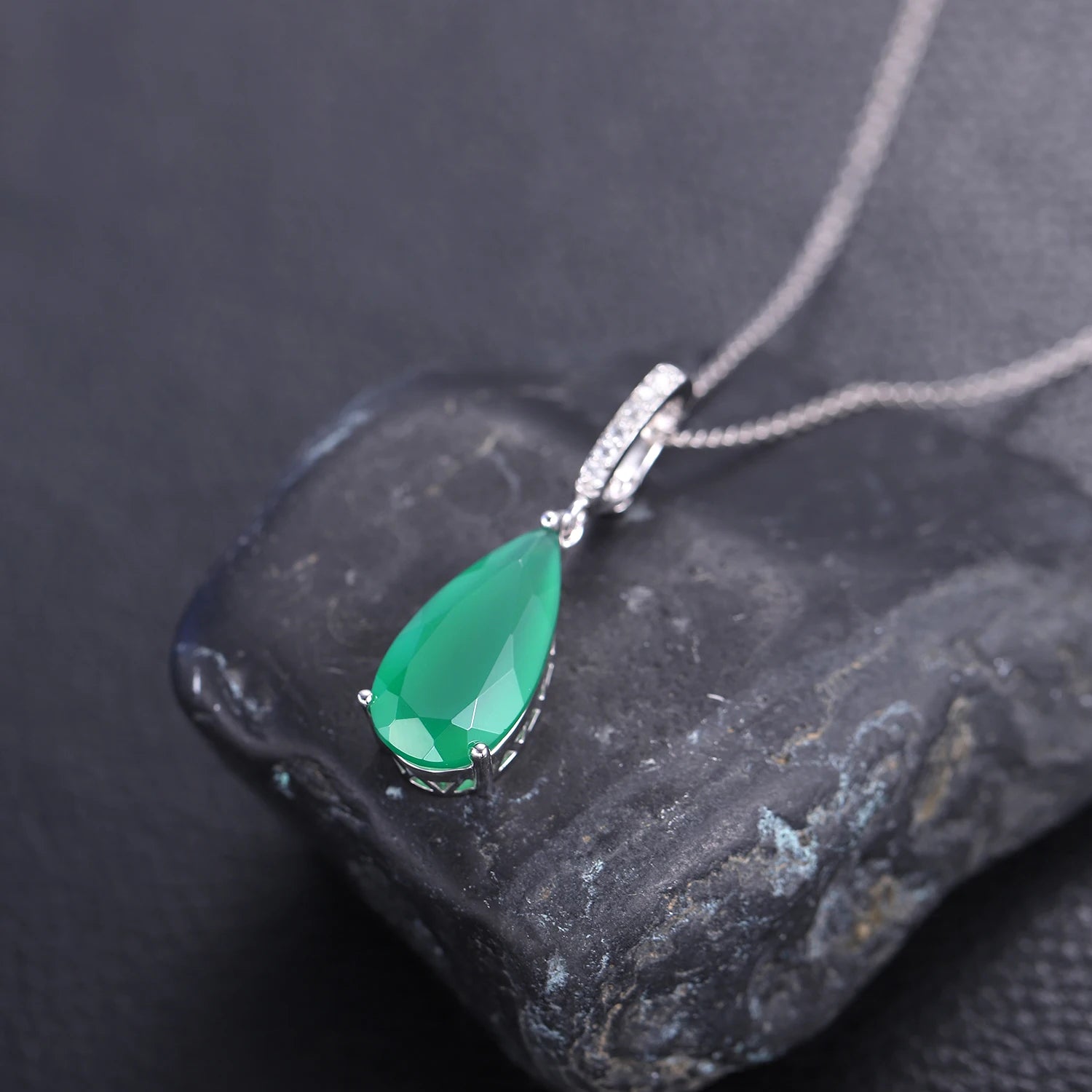 Gem's Ballet 7.89Ct Natural Green Agate Gemstone Pendant 925 sterling Silver Necklaces&Pendants For Women Fine Jewelry