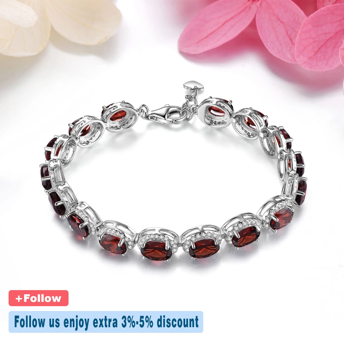 Natural Red Garnet Sterling Silver Bracelets 16 Carats Genuine Gemstone Luxury Classic Fine Jewelry S925 Women Favorite Gifts