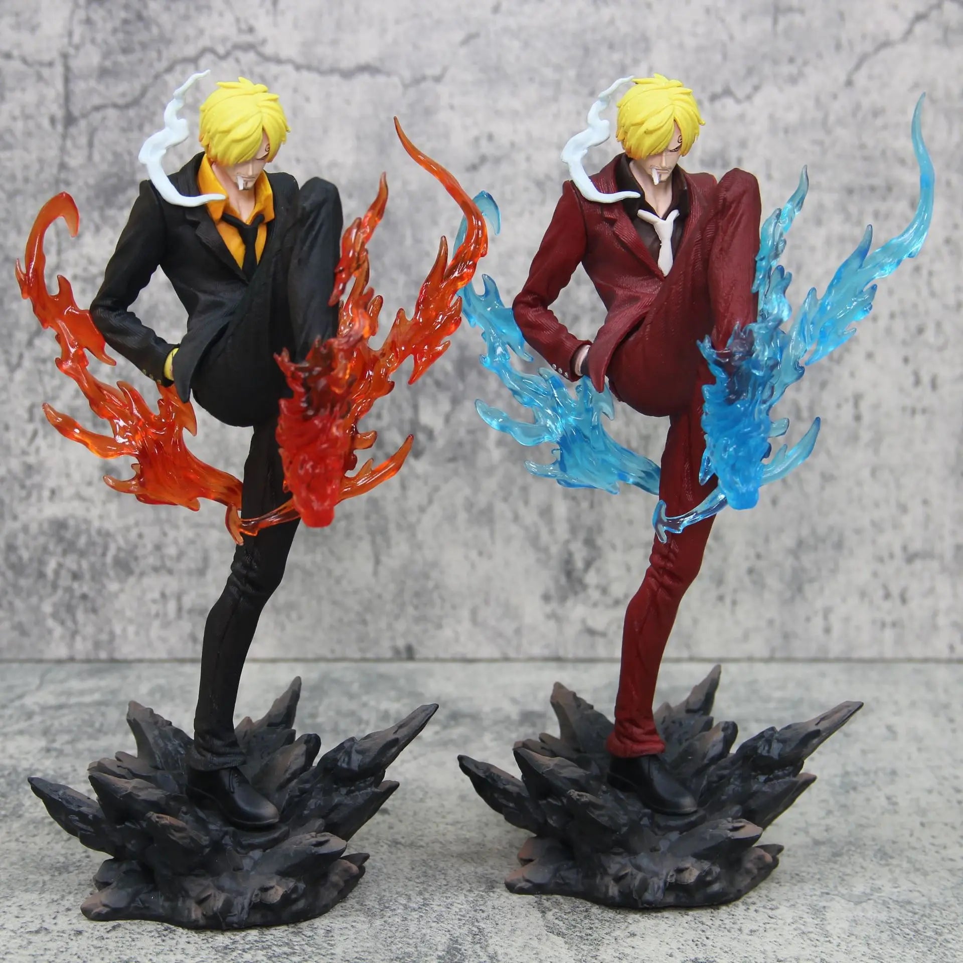 24cm One Piece Gk Sanji Standing Posture Demon Kick Red And Blue Special Effects Anime Figure Model Ornament Statue Toy Gifts