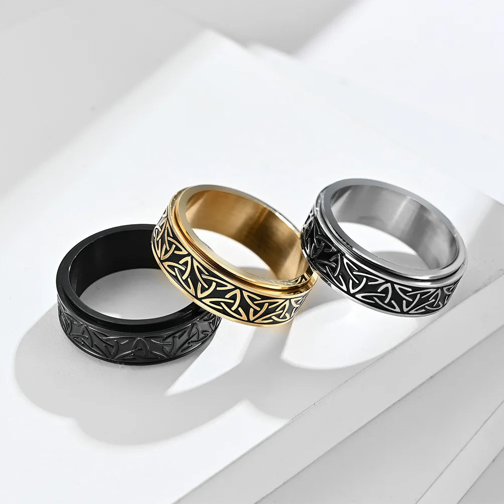 Vintage Irish Viking Celtics Knot Rings For Men Women Viking Stainless Steel Spinner Fidgets Rings Retro Rock Party Jewelry Gift