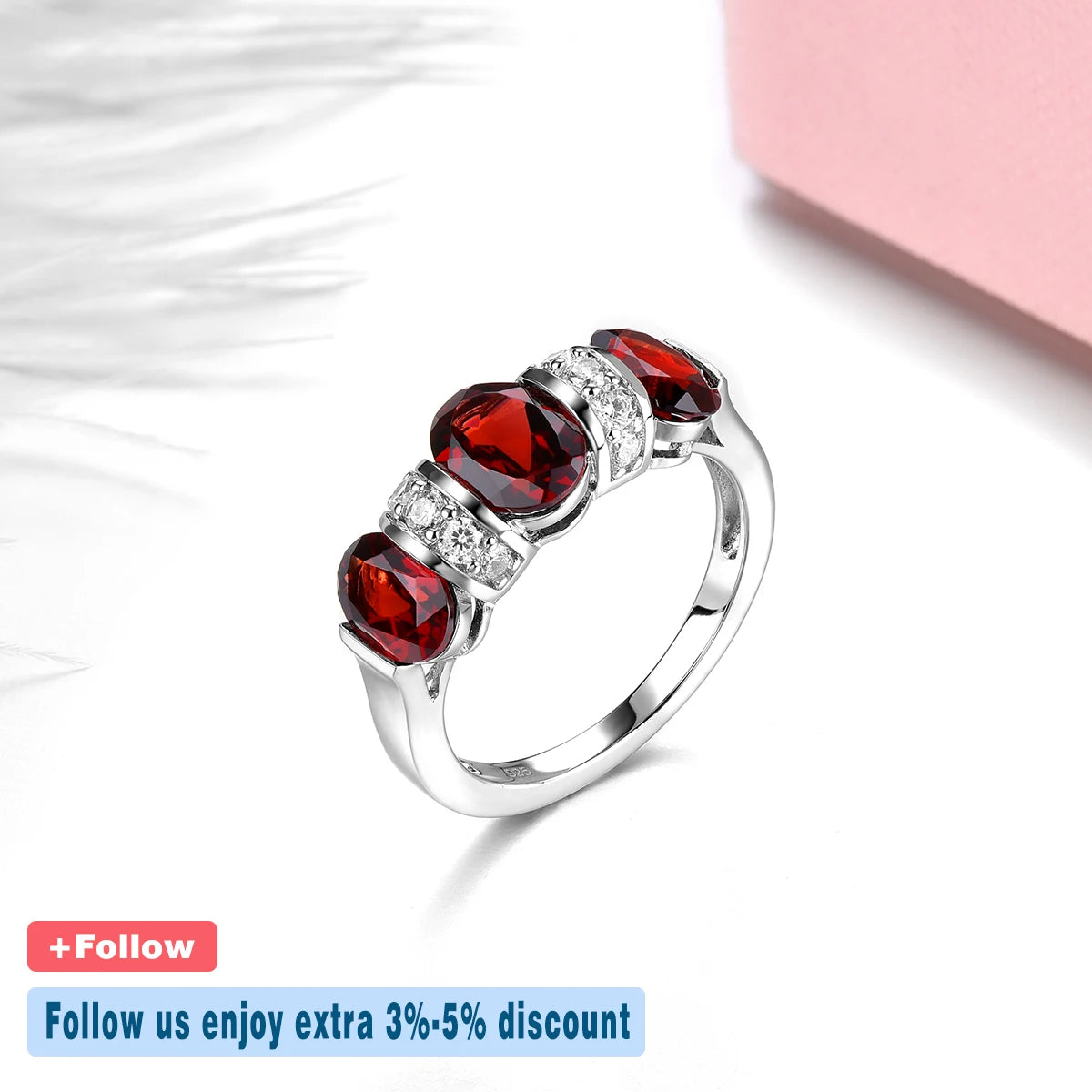 Natural Red Garnet Sterling Silver Rings 3.8 Carats Genuine Gemstone Simple Classic Design Women Birthday Gifts S925 Jewelrys