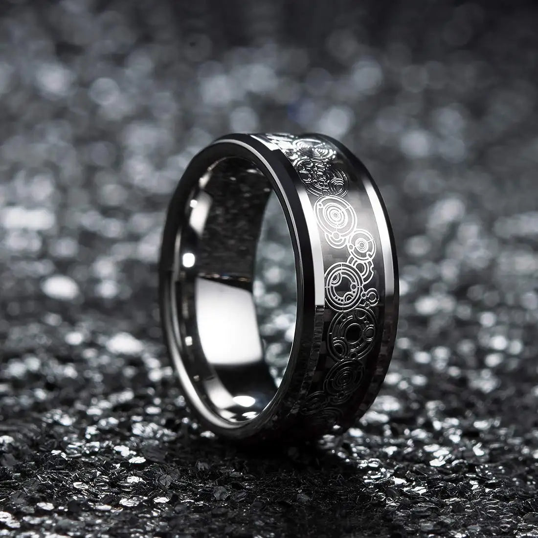 48 styles Fashion 8mm Celtic Dragon Stainless Steel Ring For Men Women Inlay carbon fibre Wedding Band Jewelry Anniversary Gifts