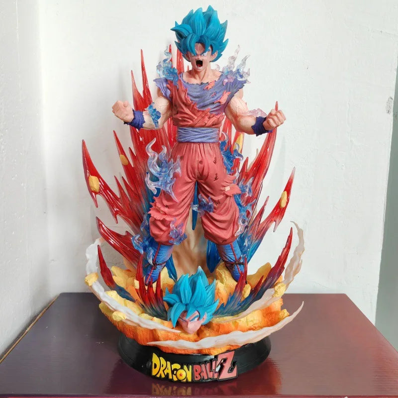 40cm Dragon Ball Anime Figure Super Saiyan God Blue Kaiouken Goku Action Figures Explosive Goku Pvc Model Statue Figurine Toys