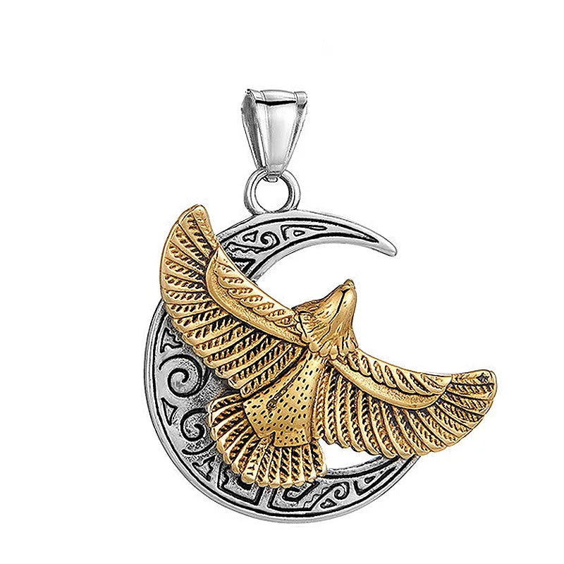 Moon Fly Eagle Stylish Stainless Steel Men Necklaces Pendant Chain Punk For Women Fashion Jewelry Gifts Wholesale Dropshiping