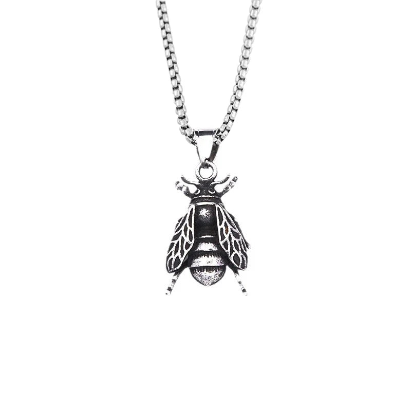Trendy SImple Bee Pendant Popular 316L Stainless Steel Creative Unique Animal Necklaces Personality Men Women Party Jewelry Gift