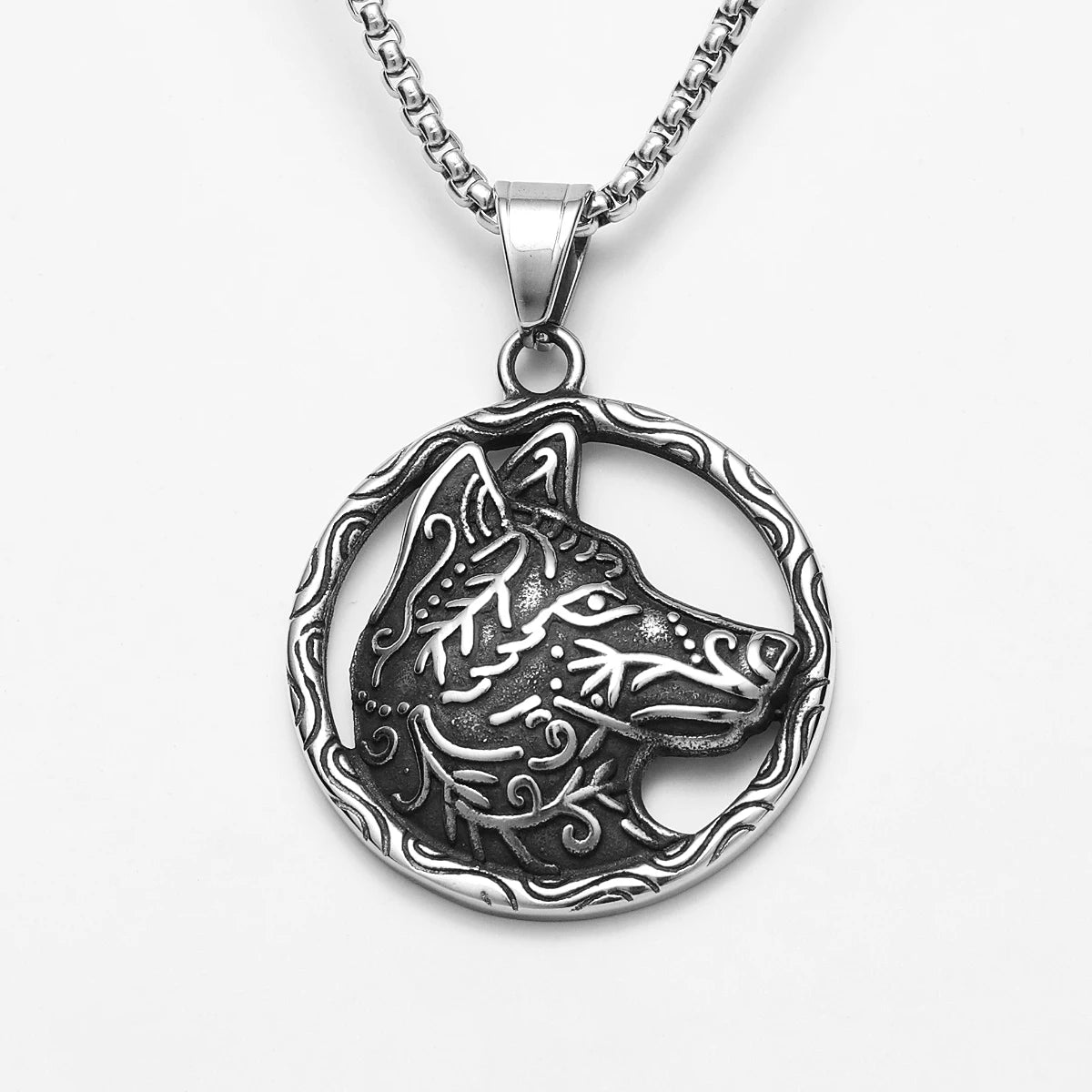 Wolf Head Carving Men Necklaces With Pendant Stainless Steel Jewelry For Male Women Punk Hip Hop Accessories Gifts Wholesale