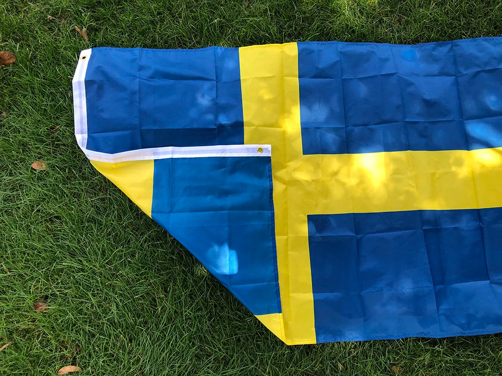 Swedish Flag 3ft x 5ft Hanging  SWE SE The Kingdom of Sweden Flag Polyester standard hanging Flag Banner
