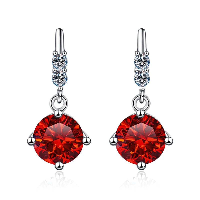 Butterflykiss 0.5/1.0CT Moissanite Drop Earrings For Women Sparkling Diamond S925 Sterling Silver With White Gold Plated Jewelry Garnet