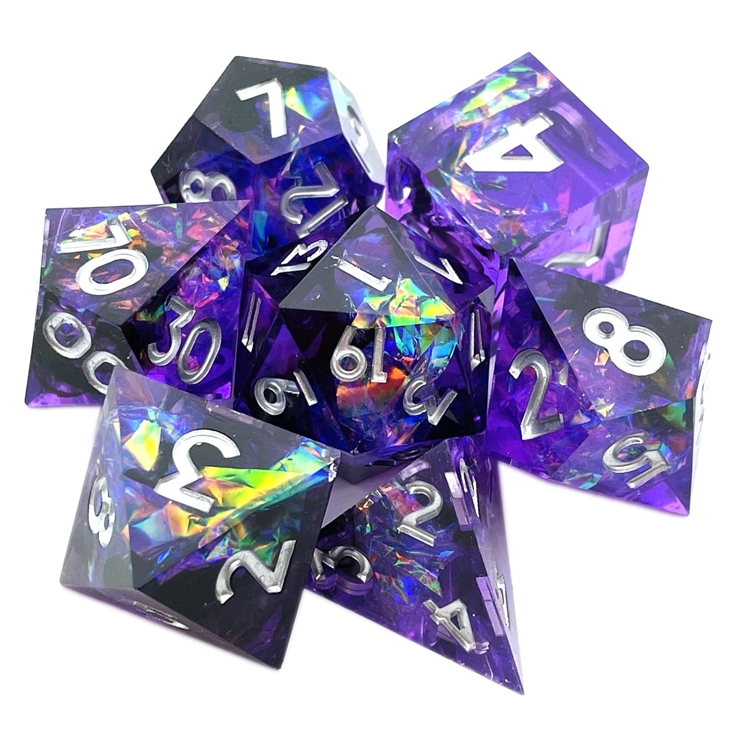 2023 Resin Dice 7PCs Dnd Set Solid Polyhedral D&D Dice DND For Role Playing Rpg Rol Pathfinder Board Game Dragon Scale Gifts