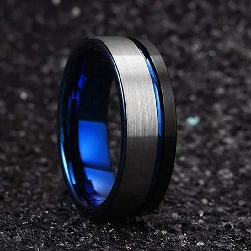 Fashion 8mm Tricolor Titanium Stainless Steel Rings for Men Women Black Brushed Men Promise Rings Wedding Party Jewelry Gifts