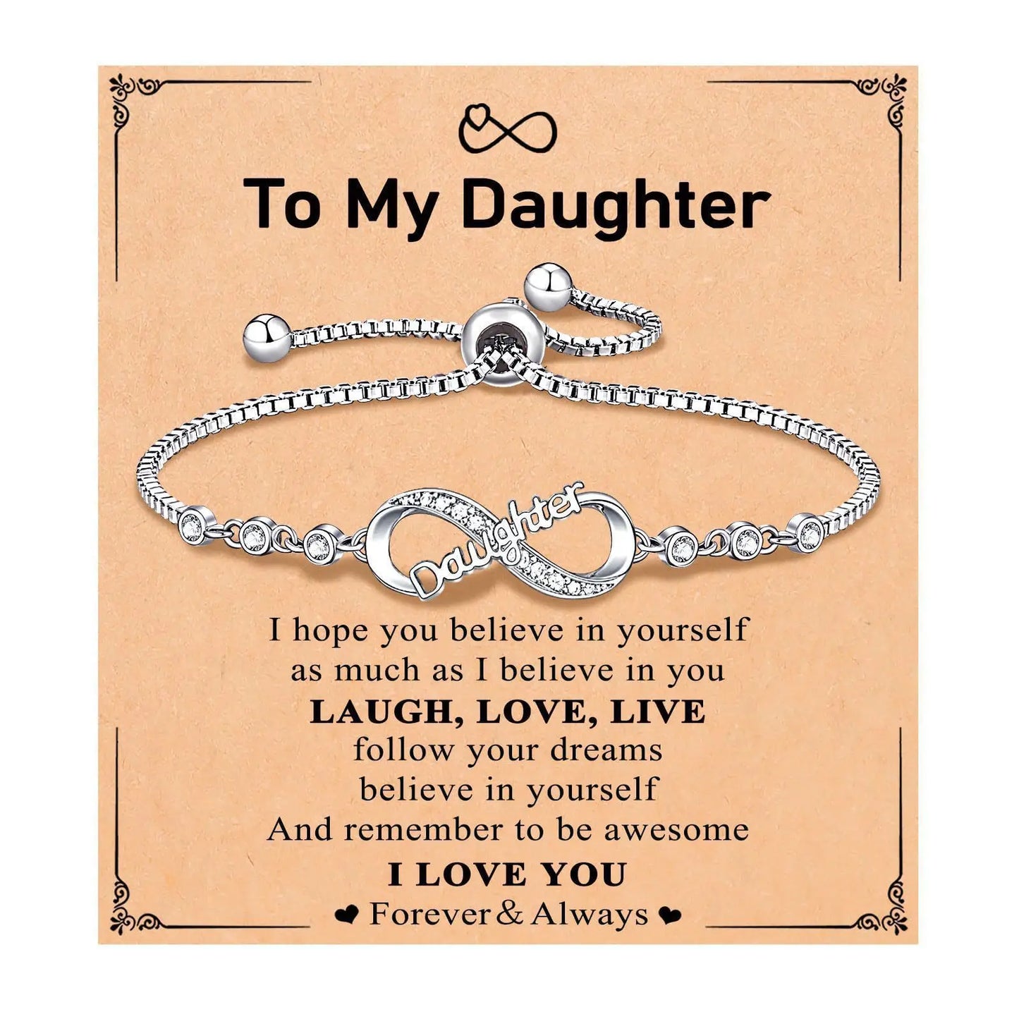 Love-filled diamond beaded bracelet, birthday jewelry gifts for wife, daughter, mother, grandmother, sister, mom, with cards