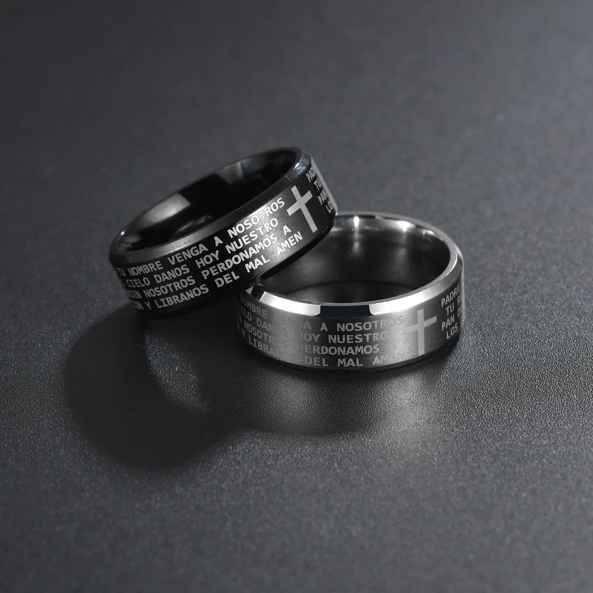Fashion Men's Stainless Steel Bible Verse Jesus Cross Rings For Men Christian Cross Religious Ring Men Amulet Jewelry Wholesale