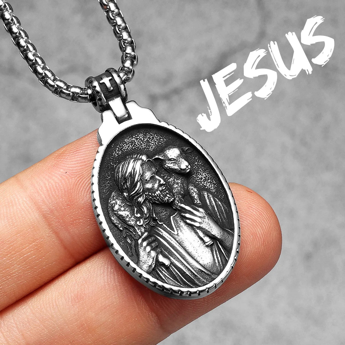 Christian Jesus Powerful Amulets Stainless steel Men Necklaces Pendants Chain For Women Jewelry Male Accessories Gifts Wholesale