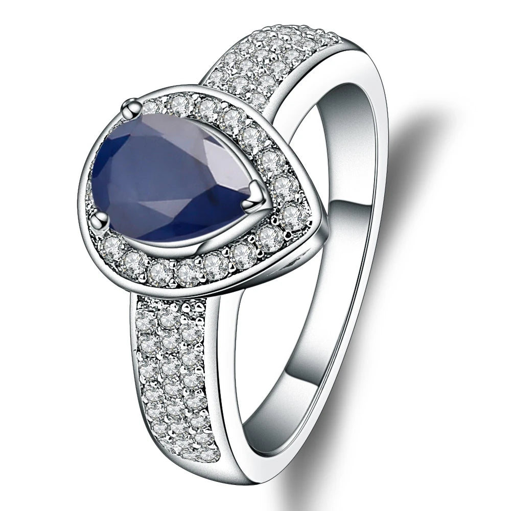 Gem's Ballet 1.29Ct Oval Natural Blue Sapphire Gemstone Wedding For Women 925 Sterling Silver 585 14K 10K 18K Gold Weddings Ring 925 Sterling Silver Blue Sapphire