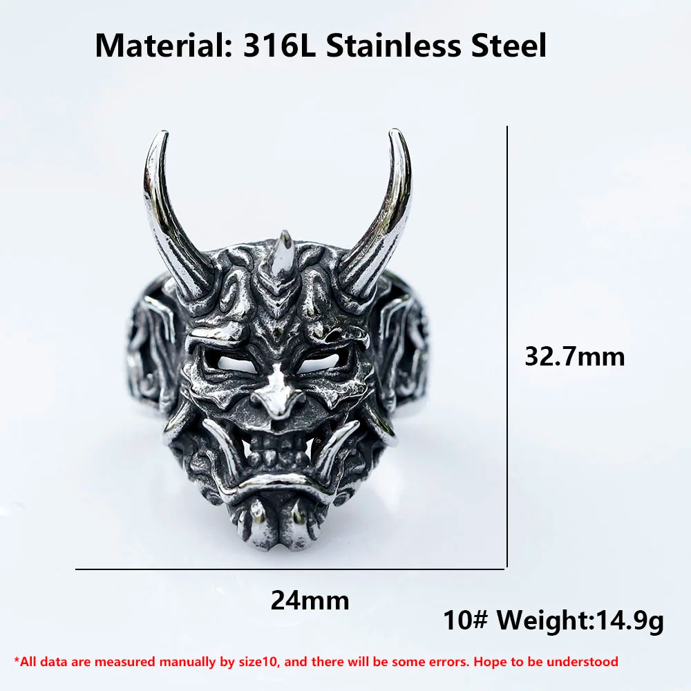 2022 NEW Men's 316L stainless-steel rings Retro Devil Skull Demon  gothic punk FASHION Jewelry Gifts