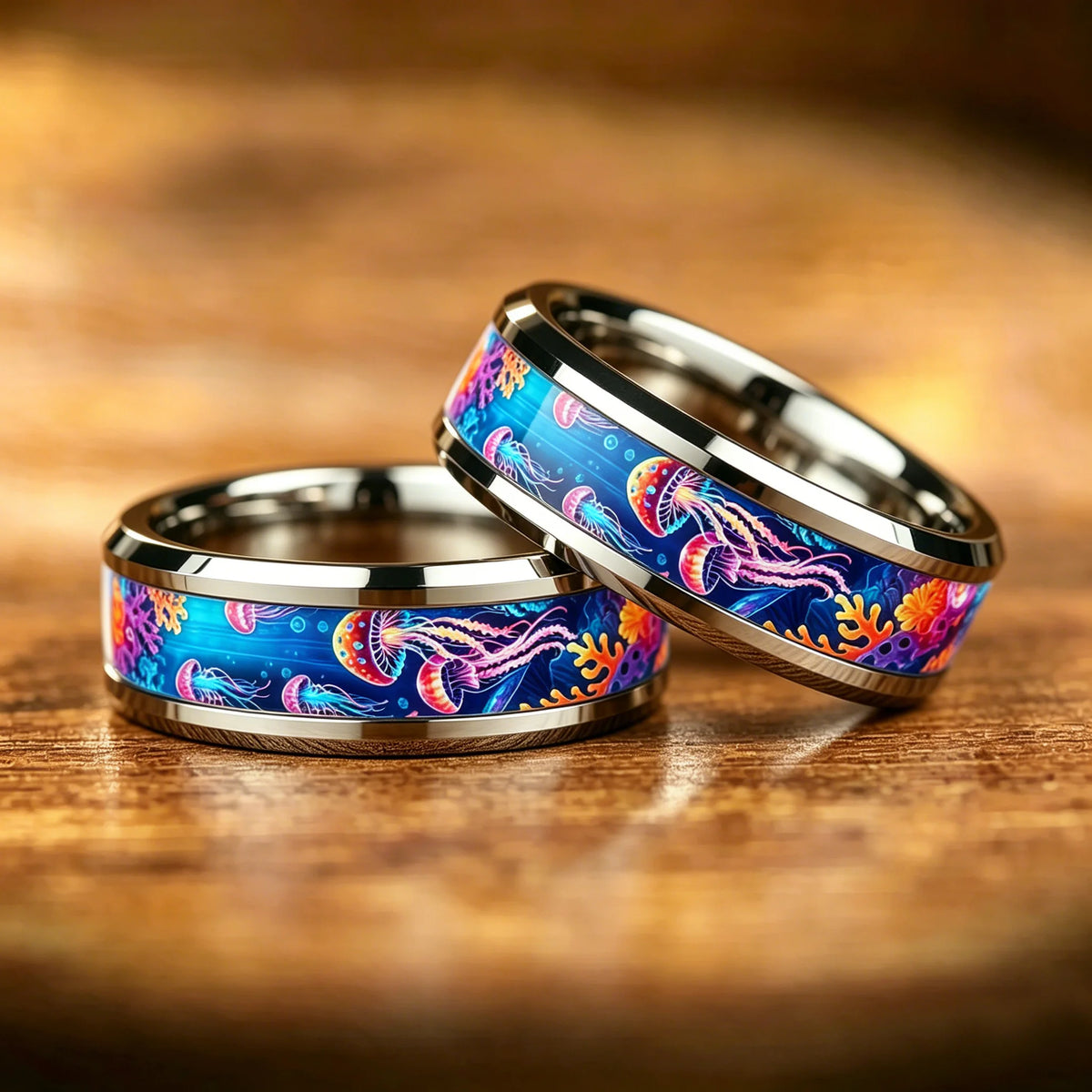 Cute Sweet Sea Starfish Jellyfish Rings Elegant Stainless Steel Rings For Women High Polished Wedding Band Jewelry Birthday Gift