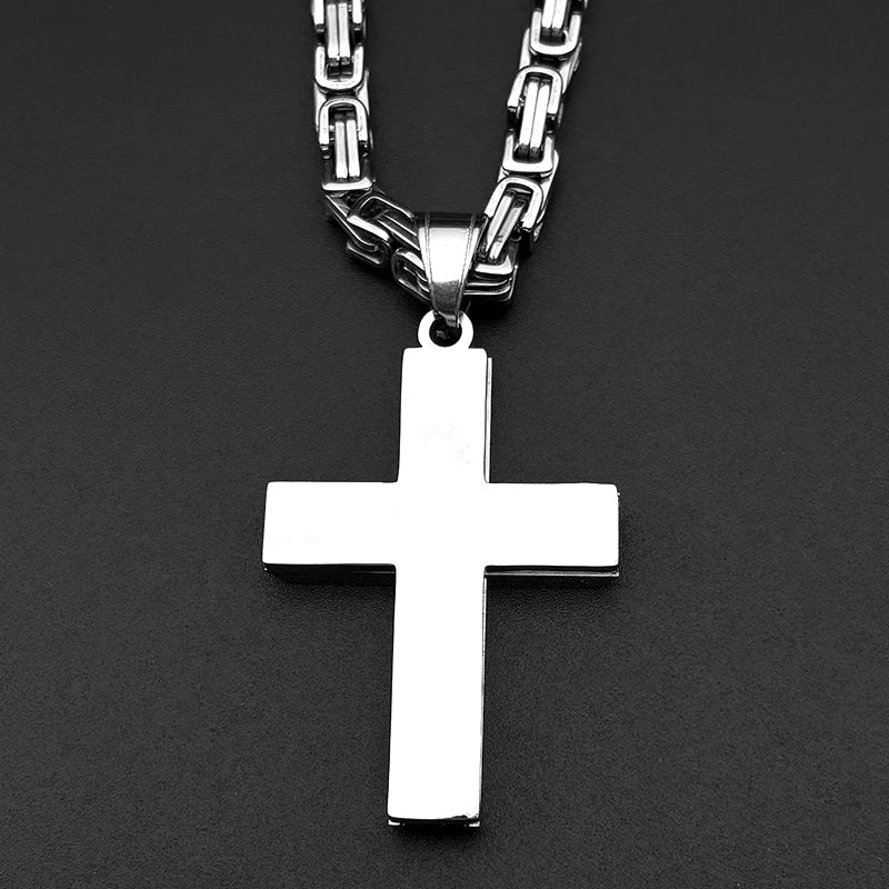 Jesus Christian Cross Pendant Necklaces for Men Stainless Steel Gold Color Hip Hop Chain Necklace Amulet Jewelry Collar Gift