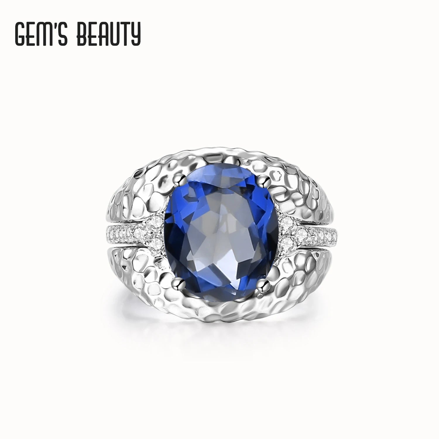 Gem's Beauty Rings For Women Trendy Silver 925 Fine Jewelry With Gemstones Female Engagement Ring Gifts Oval Mystic Quartz Blue