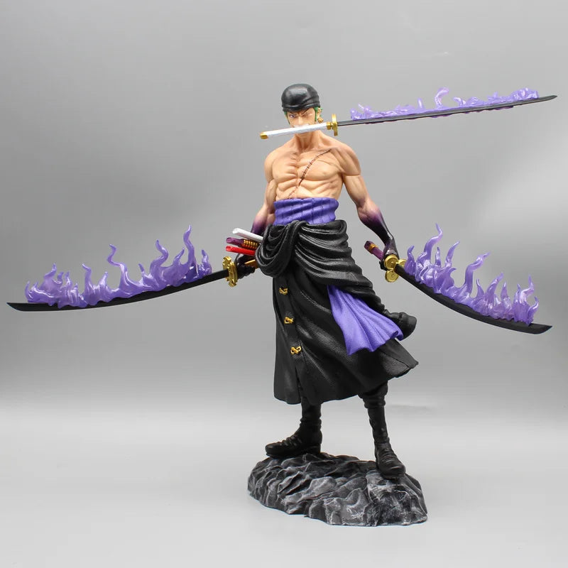 28cm Anime One Piece Zoro Figure Wano Onigashima Swords Style Action Figurine PVC Statue Model Collectible Decoration Toy Gift WHITE with box