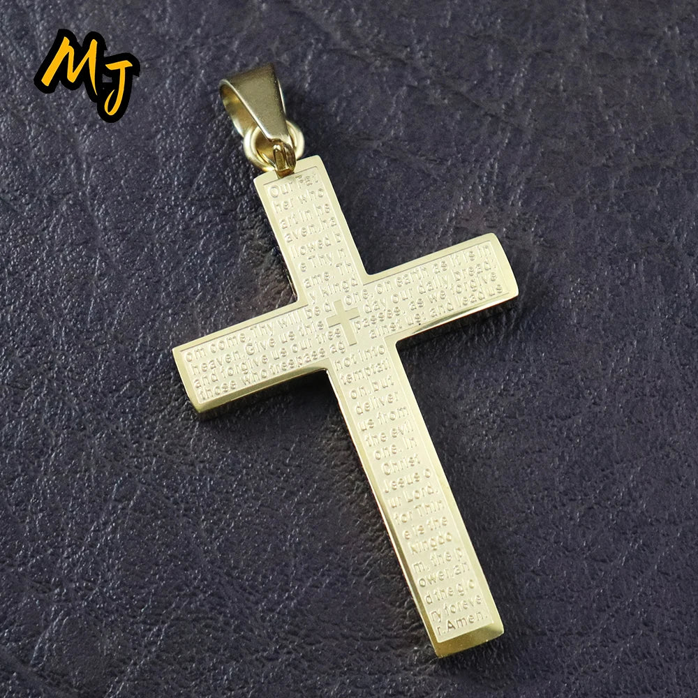New Stylish Cross Necklace for Men Women Exquisite Stainless Steel Religious Cross Pendant Punk Biker Amulet Jewelry