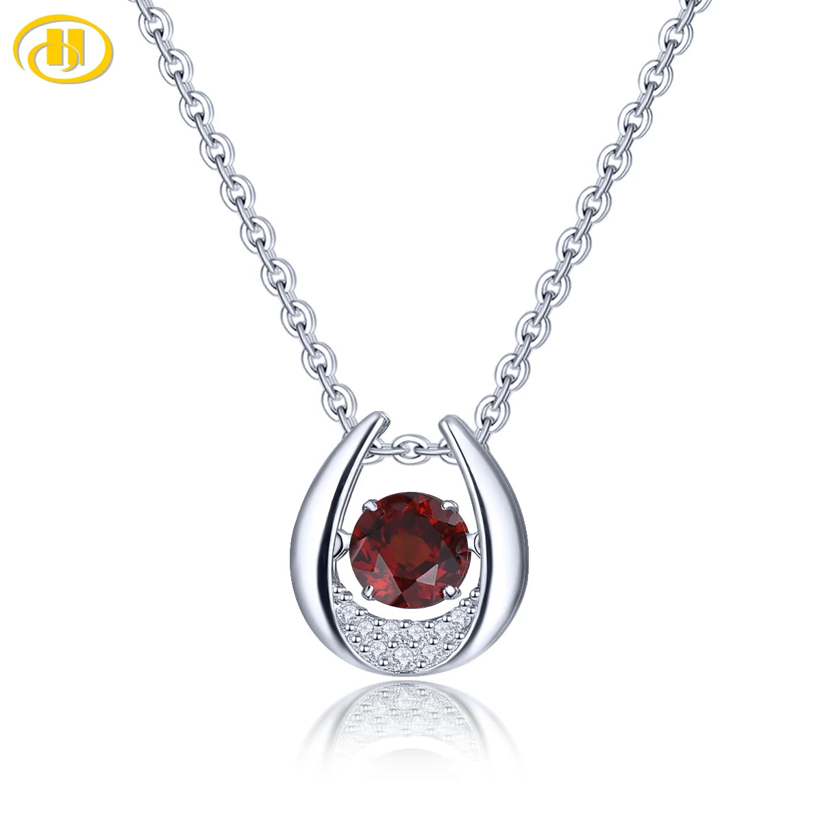 Natural Red Garnet Sterling Silver Pendants S925 Jewelry 0.6 Carats Genuine Gemstone Round 5mm Classic Simple Design Women Gifts Default Title