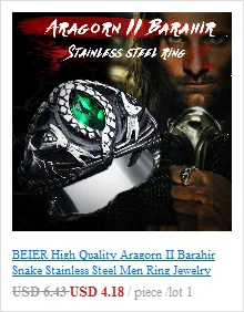 BEIER Stainless steel Thor Hammer Viking Amulet Viking Raven Ring Scandinavian Jewelry man Ring BR8-296