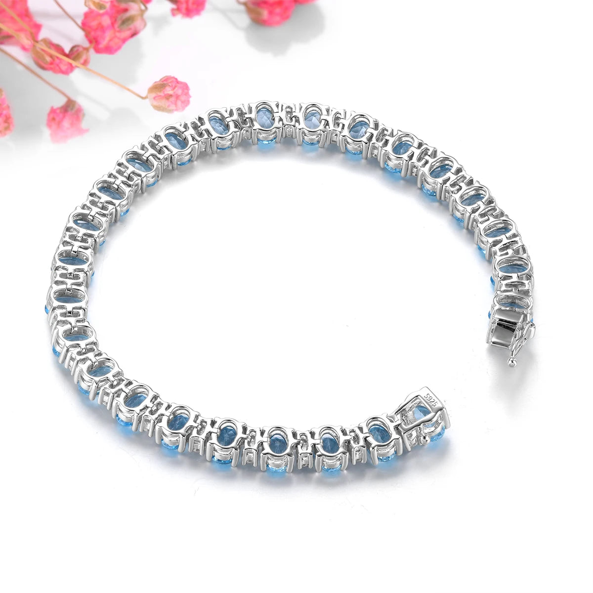 Natural Deep Blue Topaz Solid Sterling Silver Bracelets 13 Carats Genuine Gemstone Luxury Gorgerous Anniversary Gift Top Quality