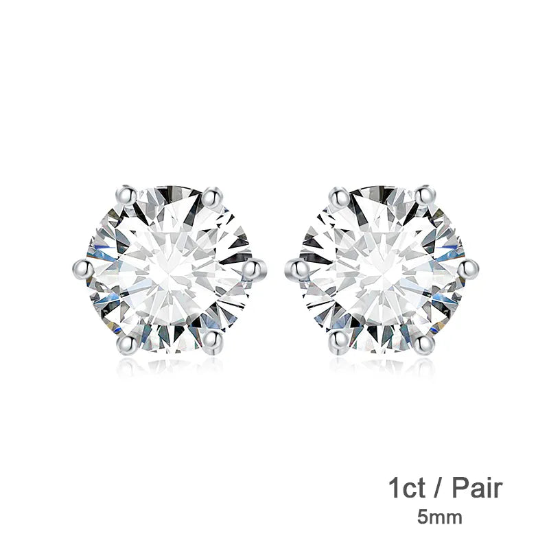 JewelryPalace Moissanite D Color Total 0.6ct 1ct 2ct 3ct 4ct 6ct S925 Sterling Silver Stud Earrings for Woman 1ct per Pair CHINA
