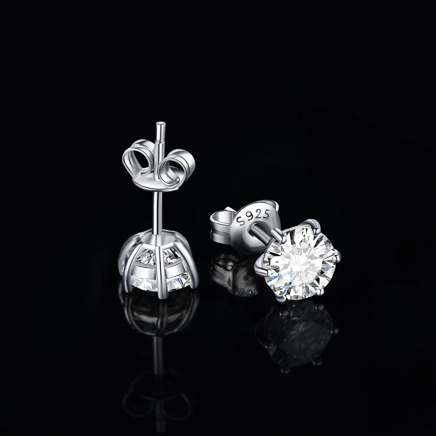 JewelryPalace Round 5A Cubic Zirconia Wedding Engagement 925 Sterling Silver Stud Earrings for Woman Fashion Anniversary Gift