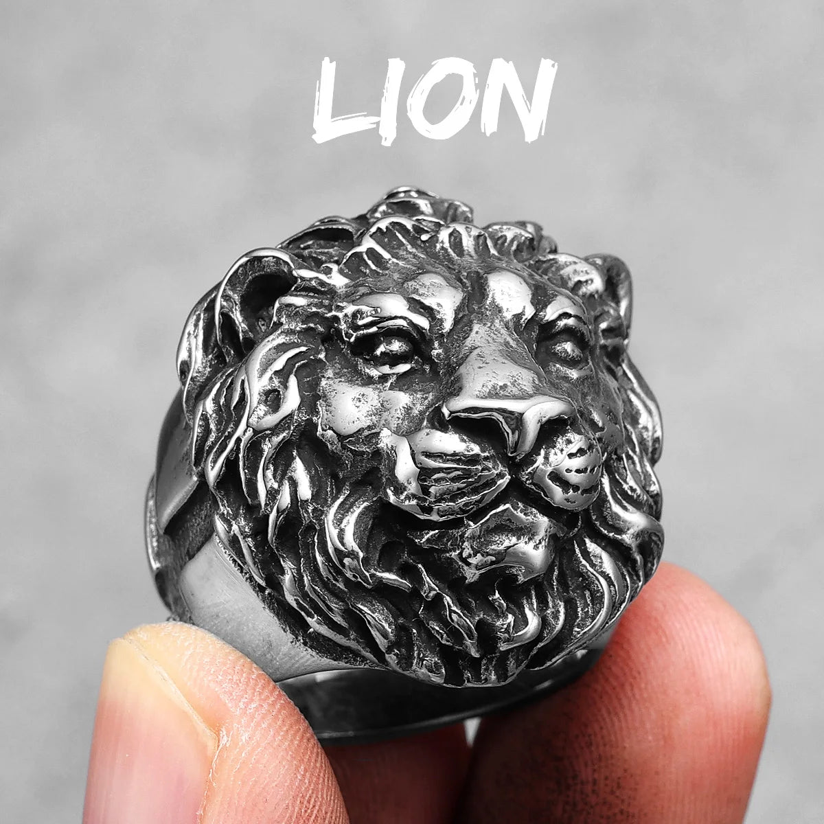 Leopard Ring Stainless Steel Men Jaguar Rings Wild Animal Punk Rock for Male Party Jewelry Halloween Accessories