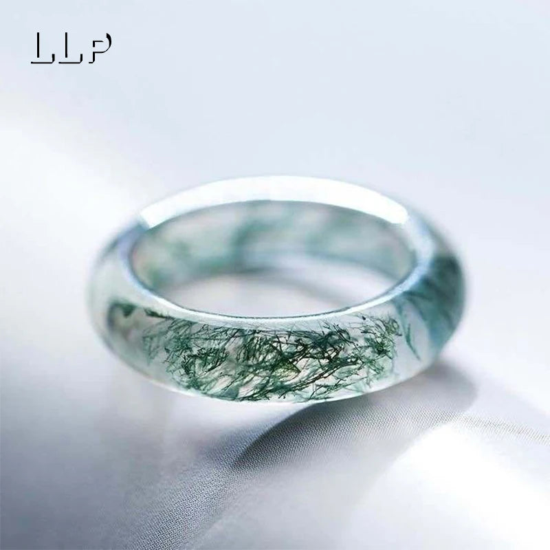 High-Quality Natural Aquatic Plant Jade Ring - Truly Jade Jewelry With Exquisite Aquatic Plant Patterns
