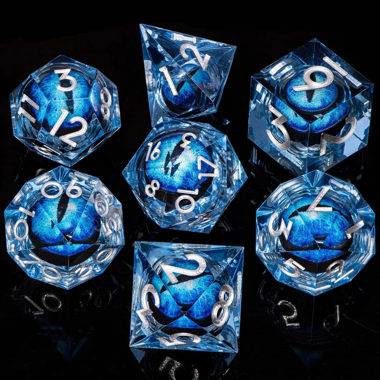 ORIFANTOU DND Red Rings & Liquid Flow Eye Sharp Edge Resin Dice Set D&D Dungeon and Dragon Handmade D20 D and D Polyhedral Dice YY-13