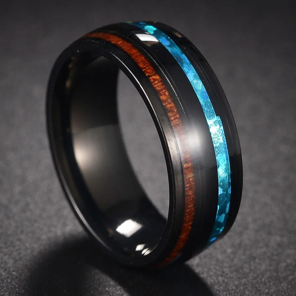 Fashion New 8mm Simple Men Ring Smooth Stainless Steel Blue Charms Rings Women's Couple Jewelry Gift Dropshipping