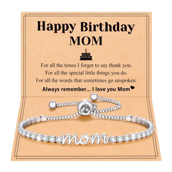 Love-filled diamond beaded bracelet, birthday jewelry gifts for wife, daughter, mother, grandmother, sister, mom, with cards