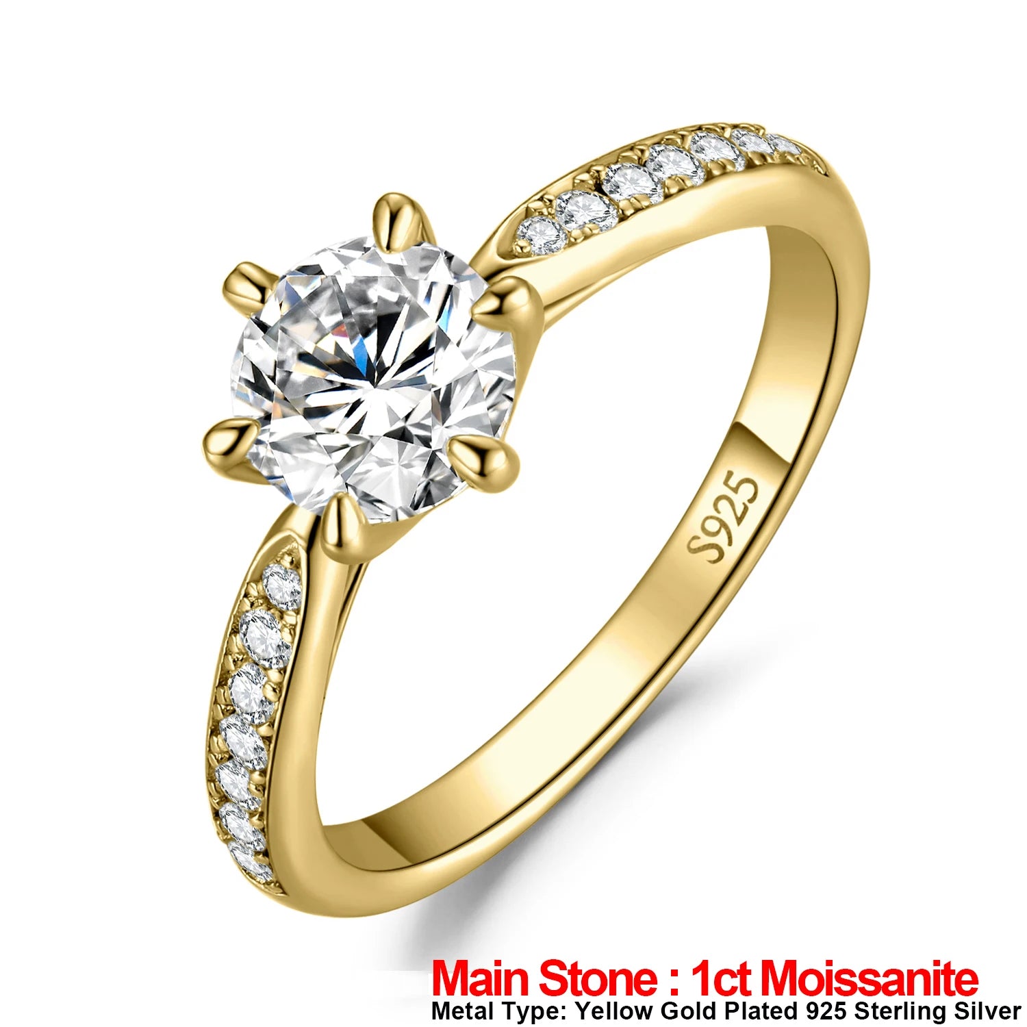 JewelryPalace Moissanite D Color 0.5ct 1ct 1.5ct 2ct 3ct Round S925 Sterling Silver Wedding Engagement Ring for Women