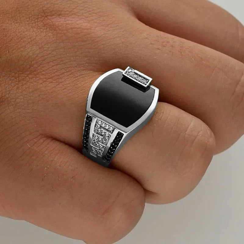 New Retro Handmade Turkish Rings for Men Vintage Double Swords Black Zircon Rings Punk 2024 Trendy Islamic Religious Muslim