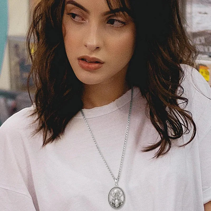 Witchy Necklace Jewelry for Women Girls Triple Moon Goddess Hecate Pendant with STAINLESS STEEL Necklaces Chain Gifts for Her