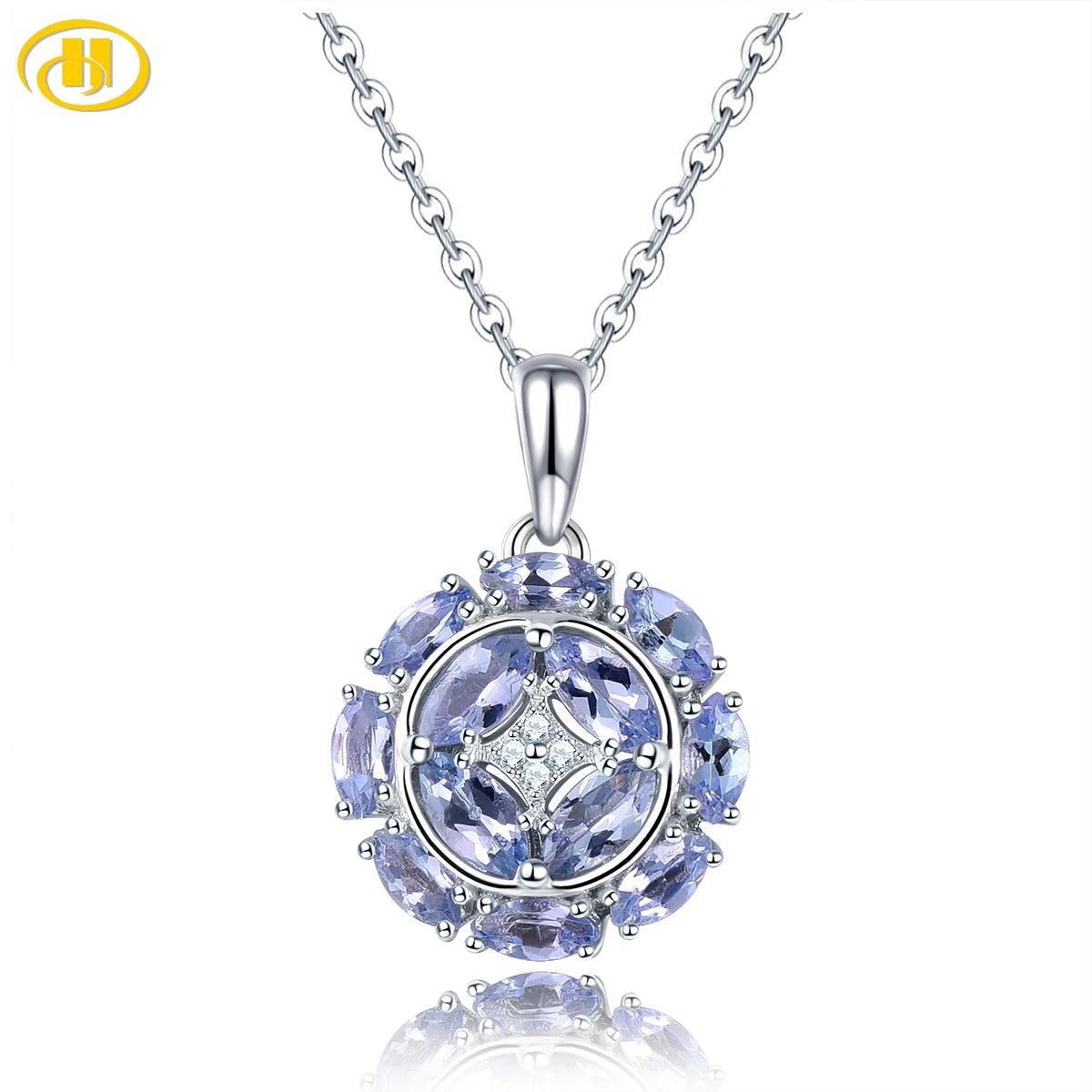 Natural Tanzanite Solid Silver Pendants 1.3 Carats Genuine Gemstone Women's Classic Charming Style Jewelry Gift for Anniversary Natural Tanzanite