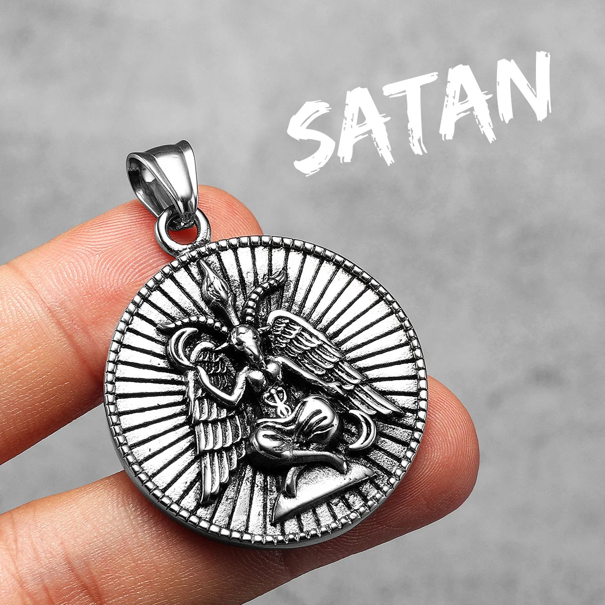 Fallen Angel Devil Satan Stainless Steel Men Necklaces Pendant Chain Powerful Amulet Vintage For Women Jewelry Gifts Wholesale