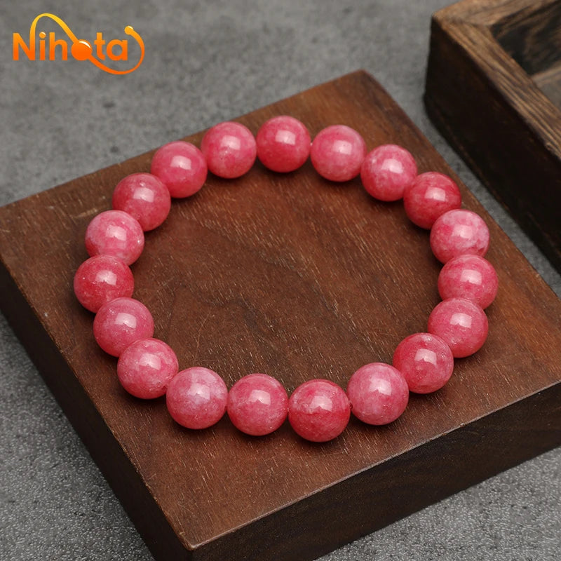 Fashion Red Rhodochros Chalcedony Bracelets Round Stone Beads Handmade Bracelets For Men Women Jewelry Pulsera 4/6/8/10/12mm