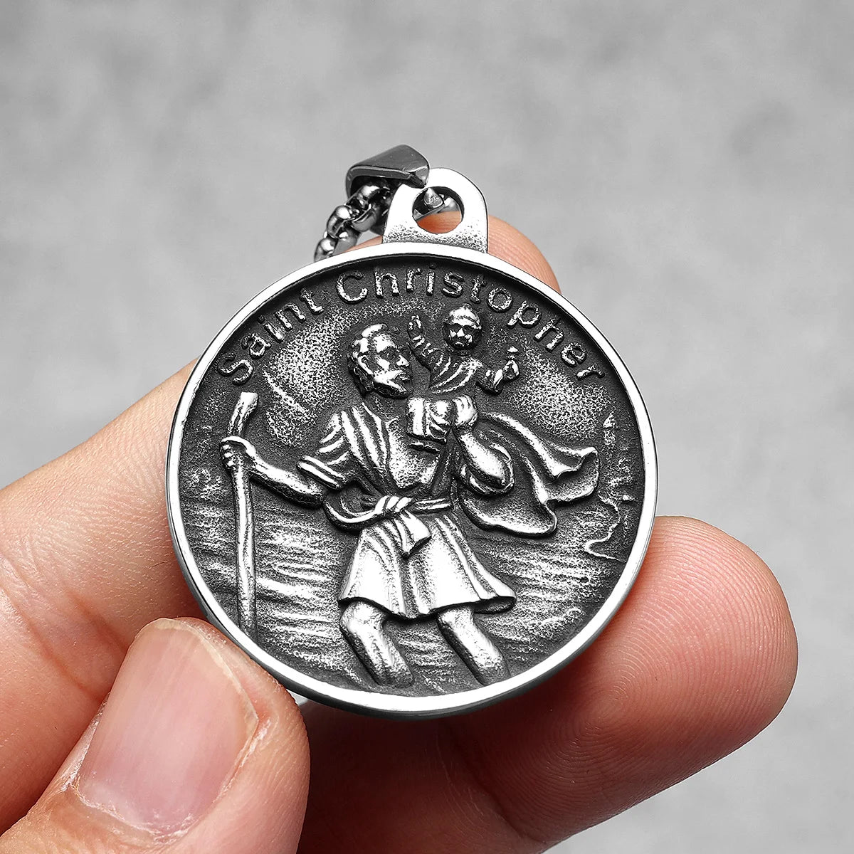 St.Christopher Exorcist Amulet Stainless Steel Men Necklaces Pendant Chain Punk For Women Fashion Jewelry Gifts Wholesale
