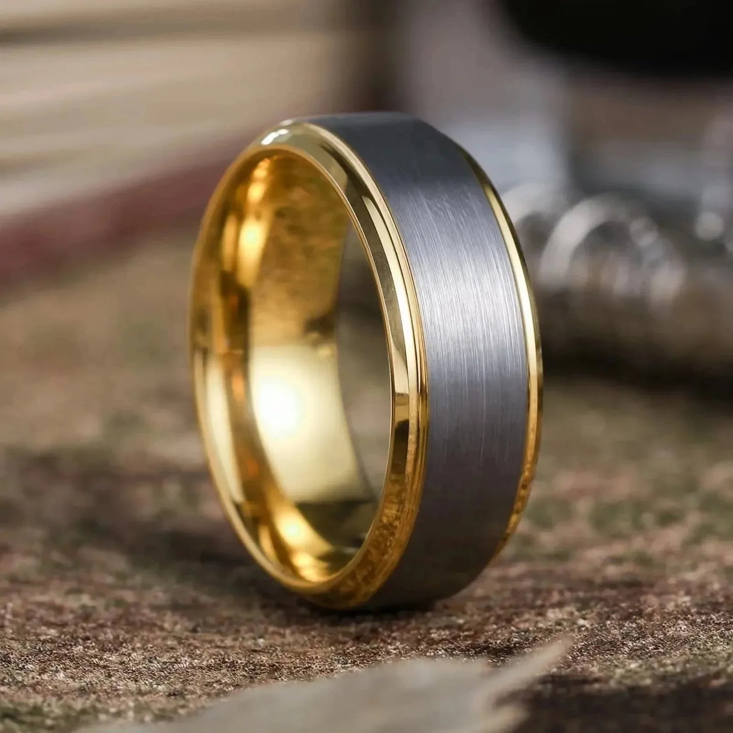 Fashion 8mm Black Brushed Stainless Steel Rings for Men Silver Color Step Edge Men Promise Rings Wedding Party Jewelry Gifts